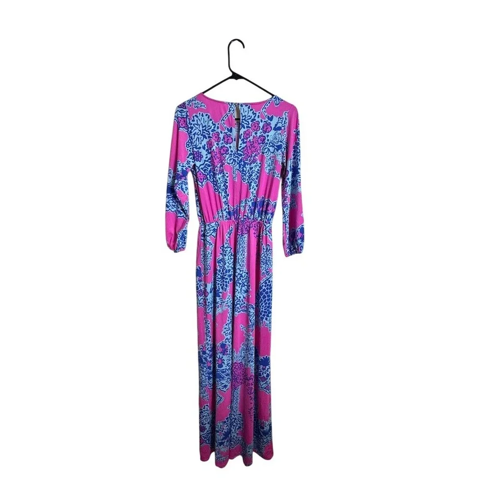 Lilly Pulitzer Ashlynn Maxi Dress Womens Size S Pink Blue Tropical - Picture 7 of 10